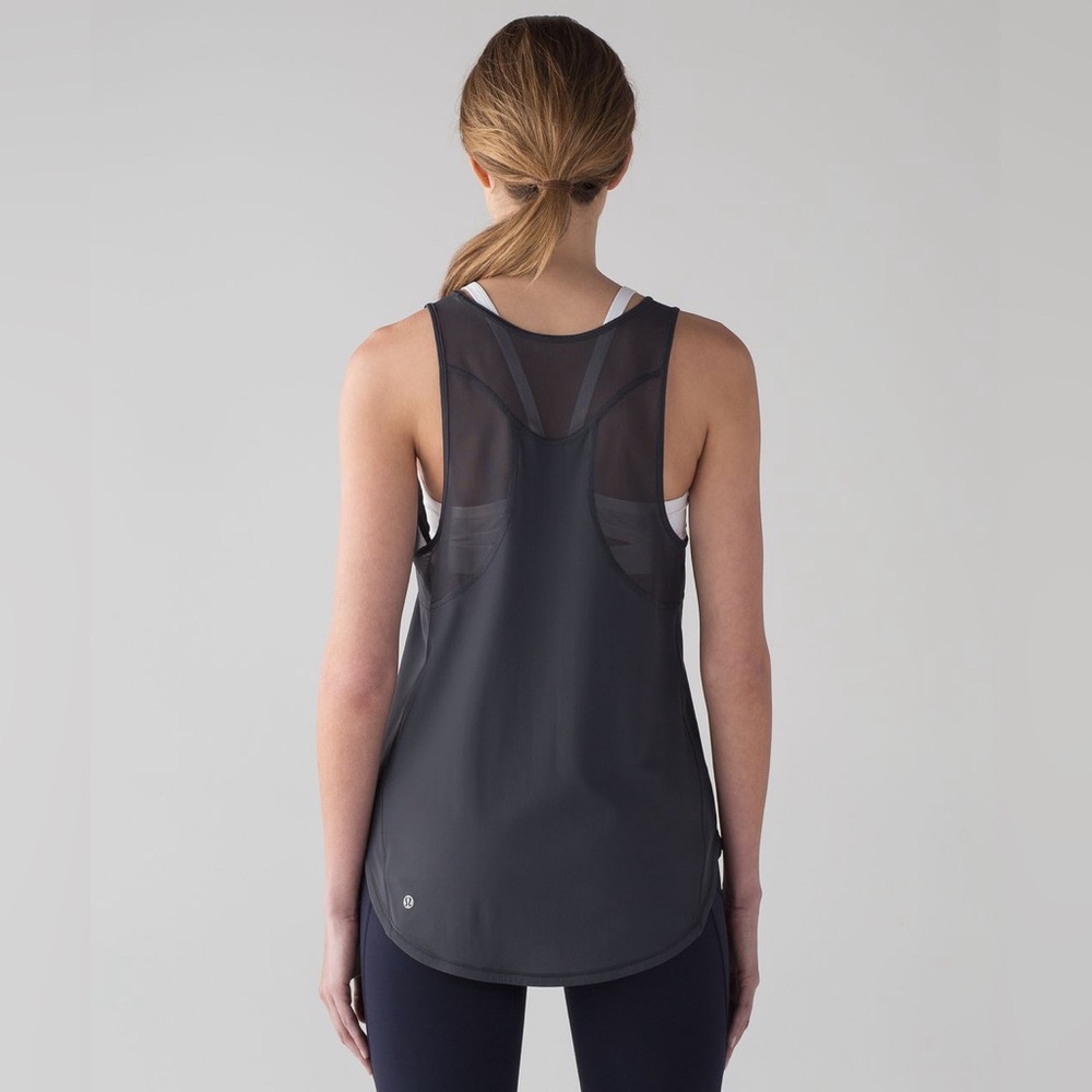 Lululemon Sculpt Tank II Blue Tied Mesh Workout Top